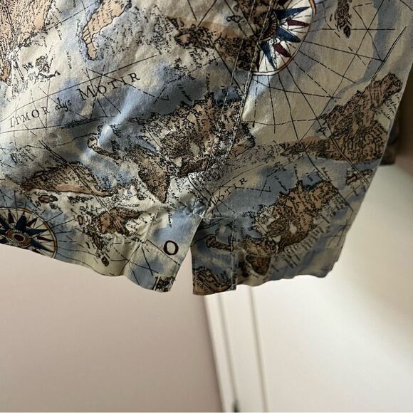 World Island Shirt Mens XL Blue Hawaiian Aloha Chart of Oceanus Design Cotton - Picture 6 of 13